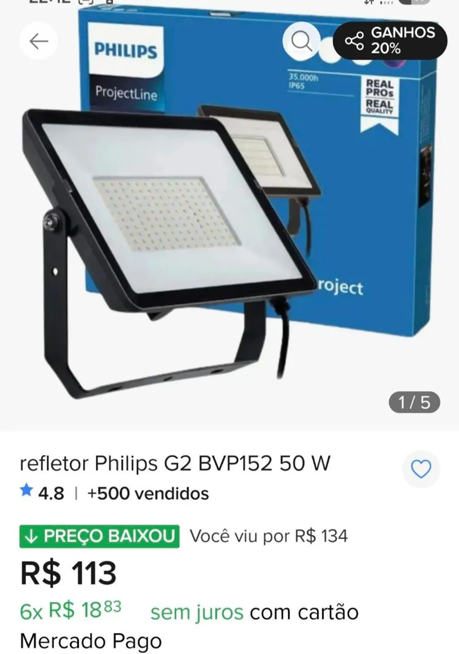 Refletor / Lâmpada Philips 50w 