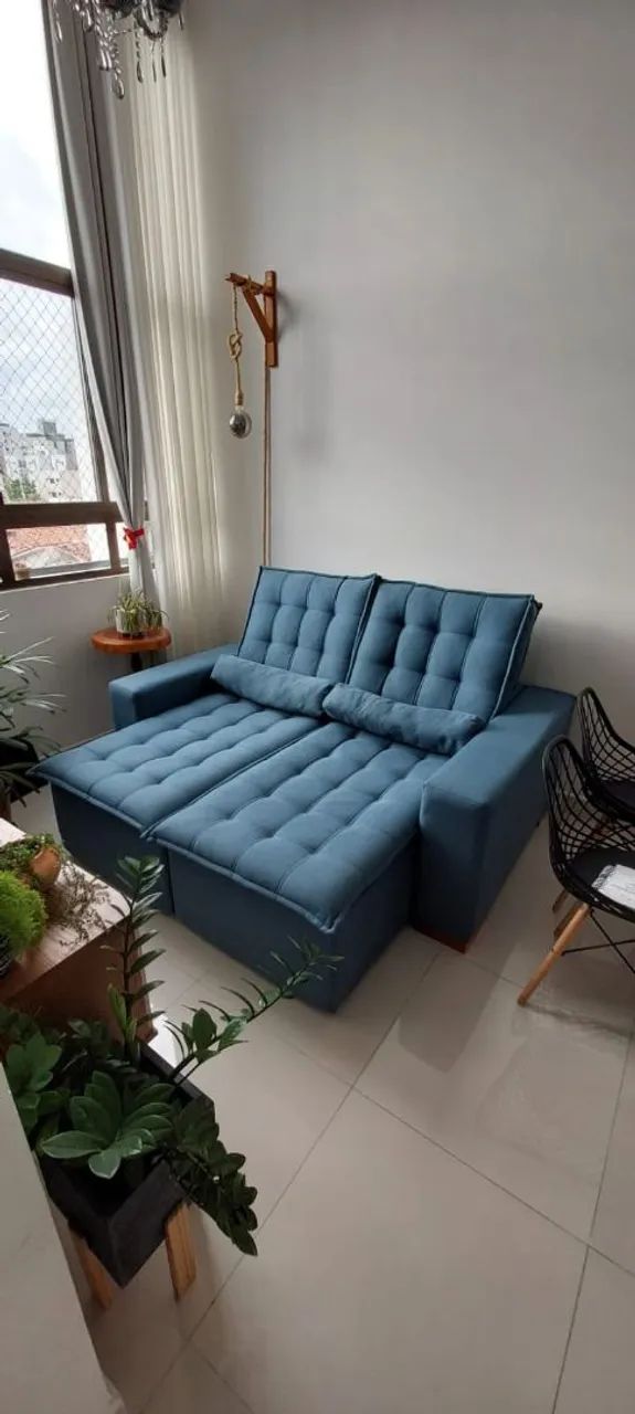 Sofá Retrátil em Linho Lindo e Super Novo 