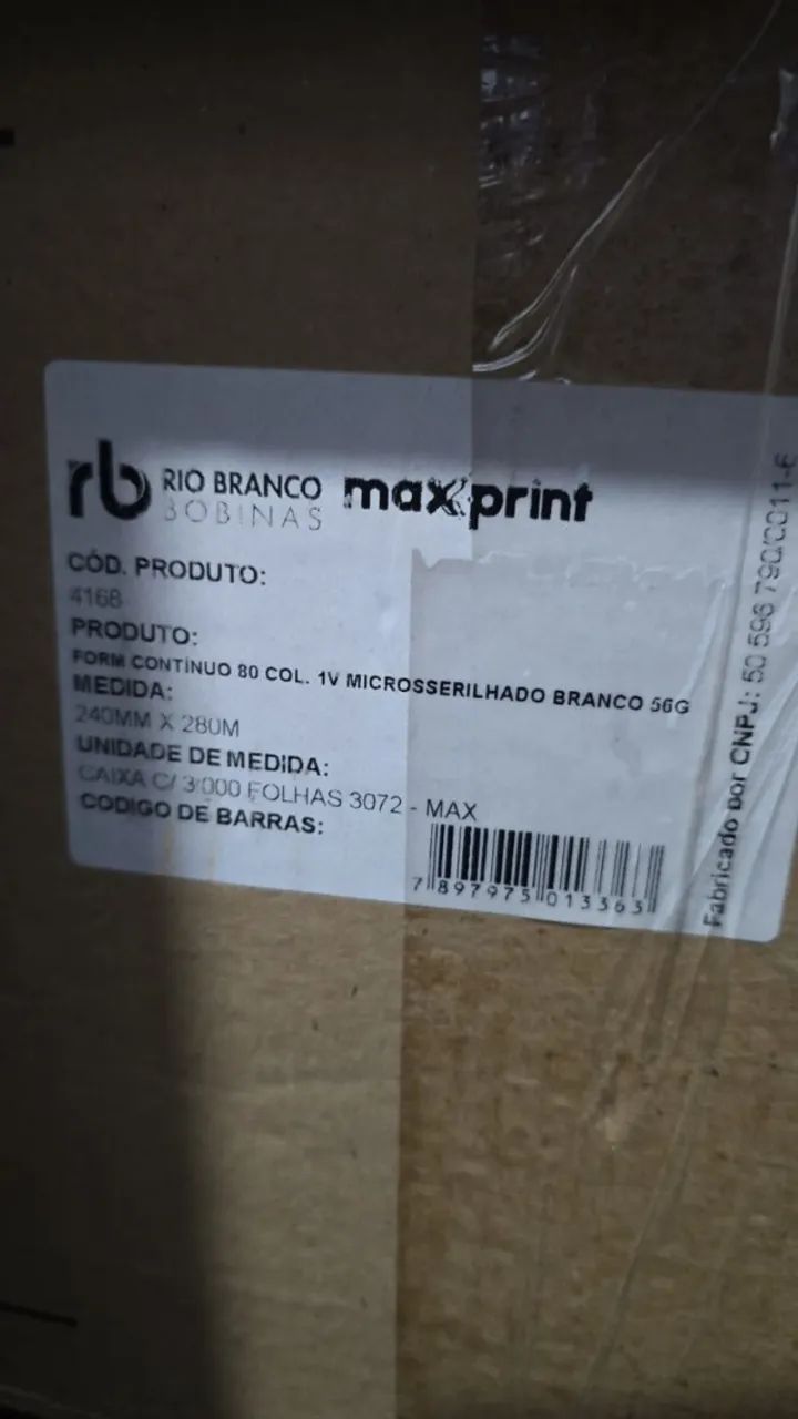 Caixa de Papel Formulário Contínuo 