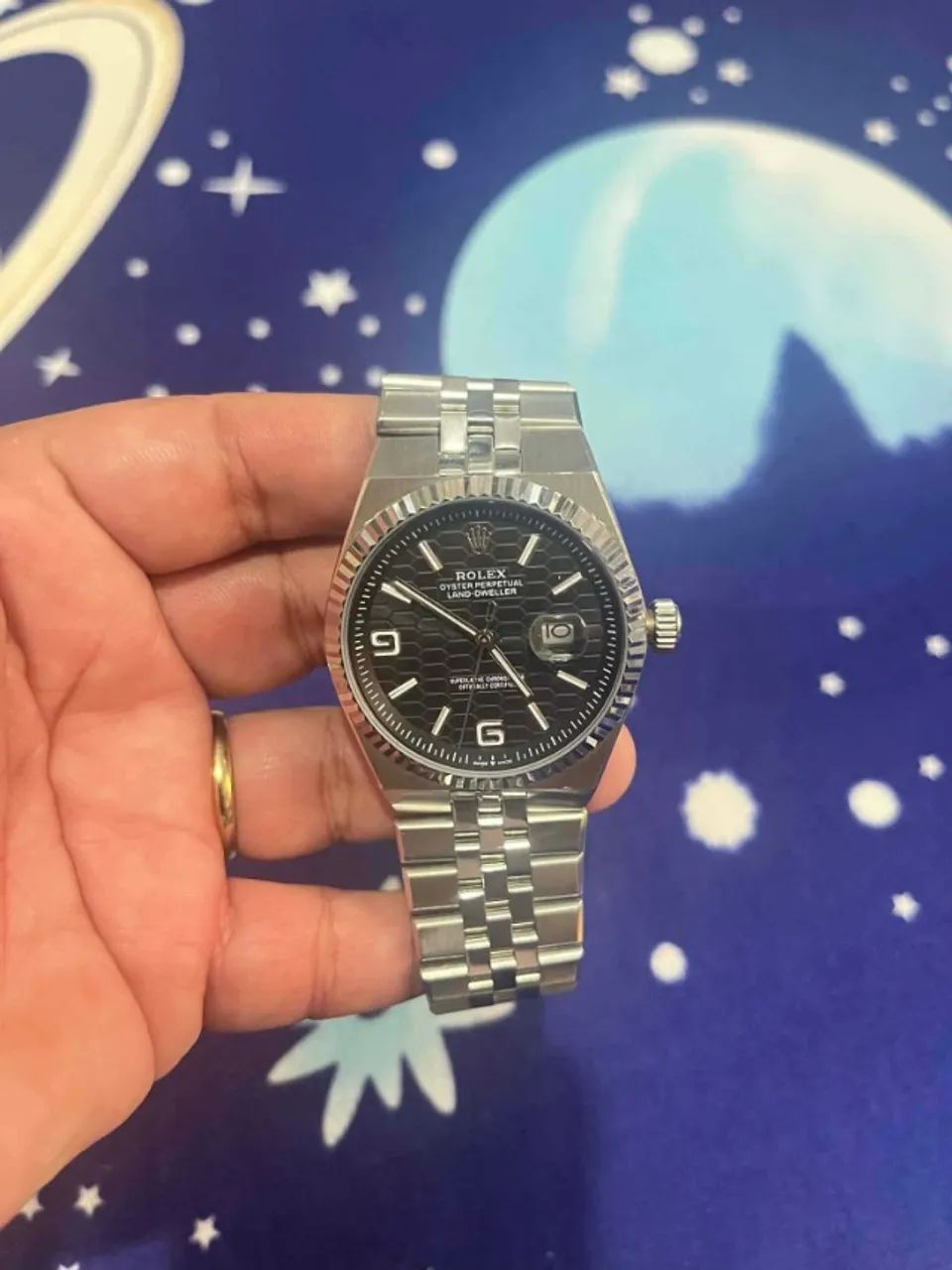Relógio ROLEX AUTOMÁTICO LAND DWELLER PRATA FUNDO PRETO - Foto 3