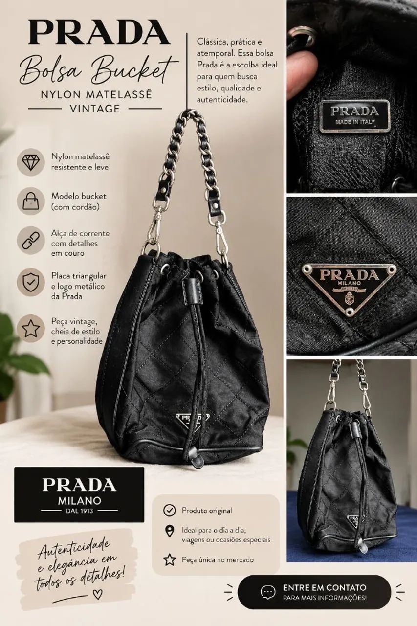 Bolsa prada bucket (Original) - Foto 4
