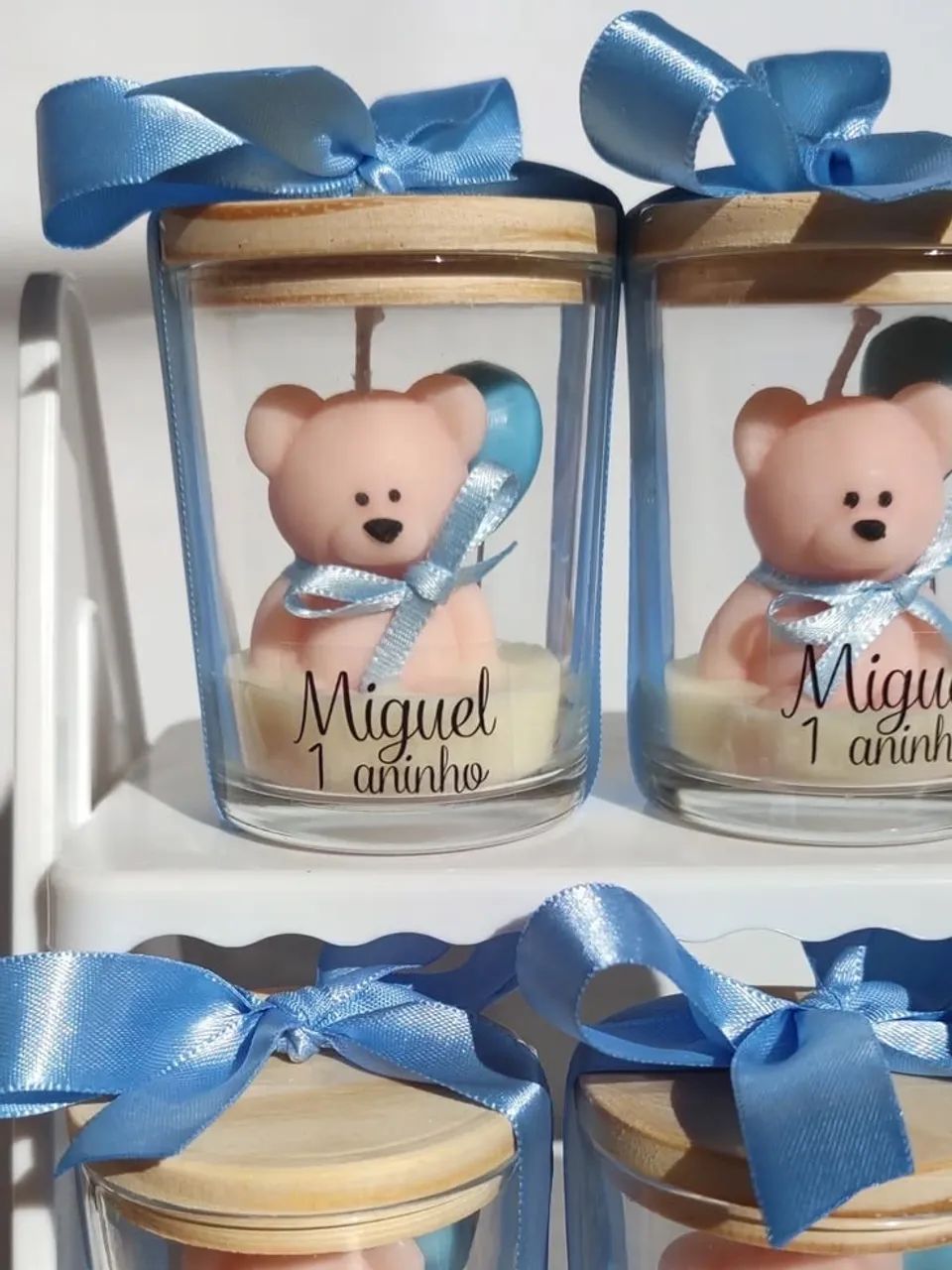 Lembrancinhas copo de vidro 70ml velas aromáticas formato de ursinho - Foto 4