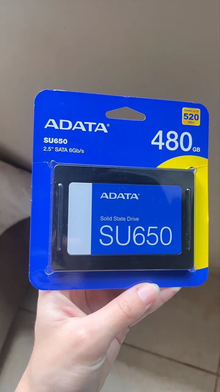 SSD ADATA SU650 480GB SATA 2.5 lacrado na embalagem