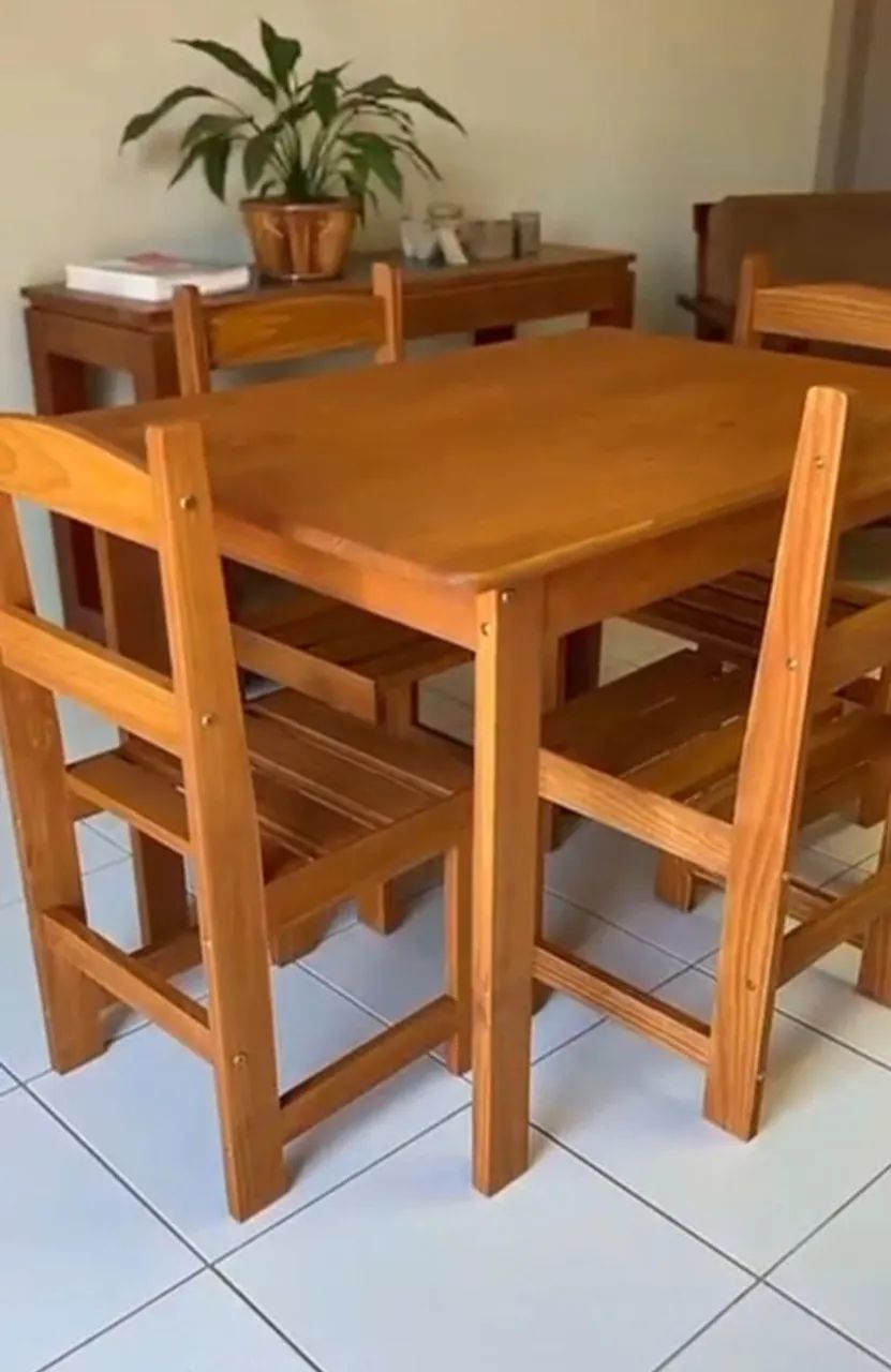 MESA + CADEIRAS EM MADEIRA MACIÇA | VELLARI MÓVEIS -dm - Foto 2
