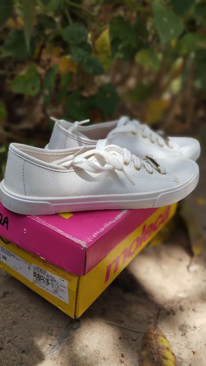 TÊNIS MOLECA FEMININO - BRANCO USADO 2 VEZES  - Foto 3