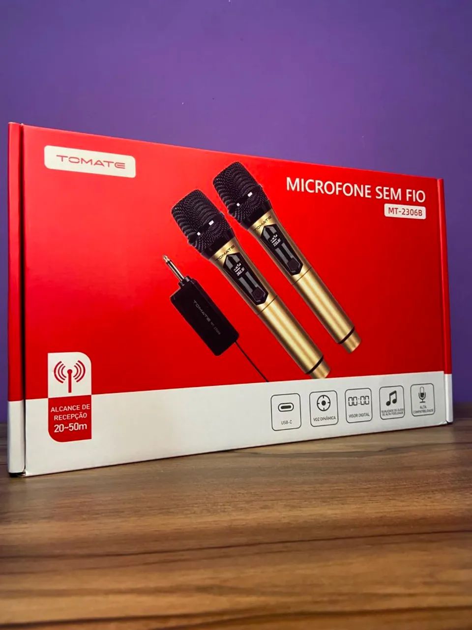 Microfone Duplo sem Fio MT-2306B Tomate - Foto 4
