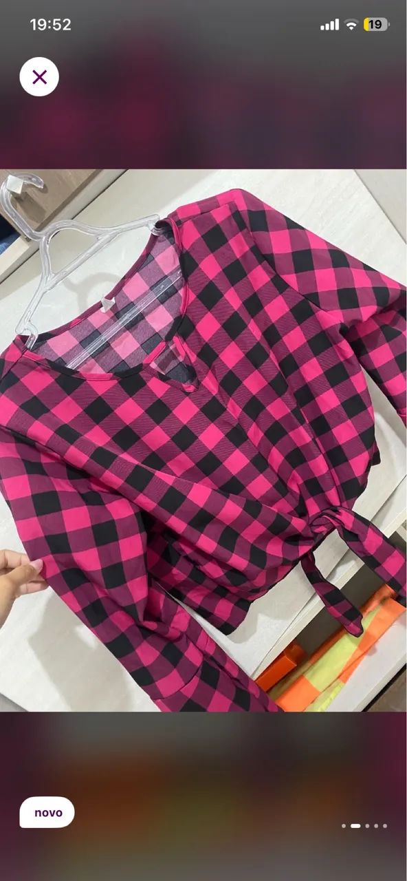 Blusa xadrez rosa  - Foto 2