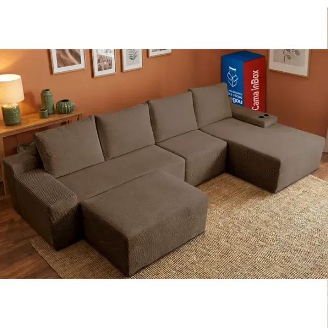 Sofá 4 lugares Cama Inbox modular (Marrom)