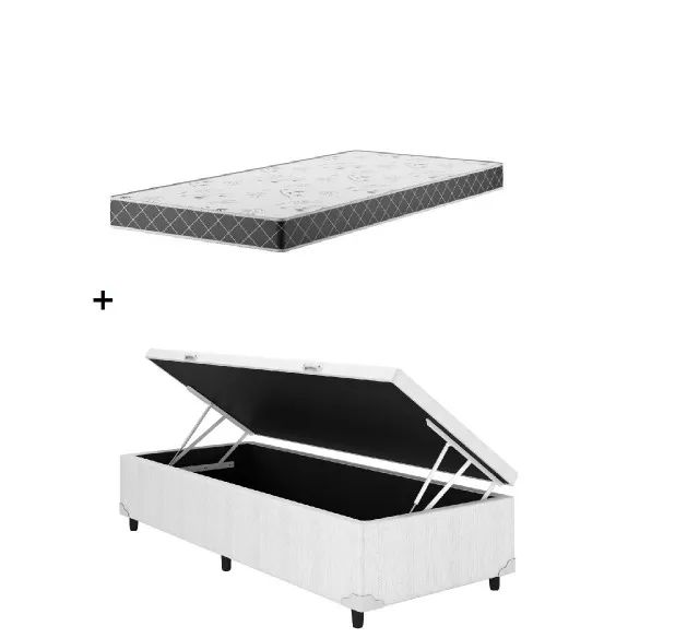 Cama Box Baú Solteiro Branco Colchão D20 -  Entrega Rápida!