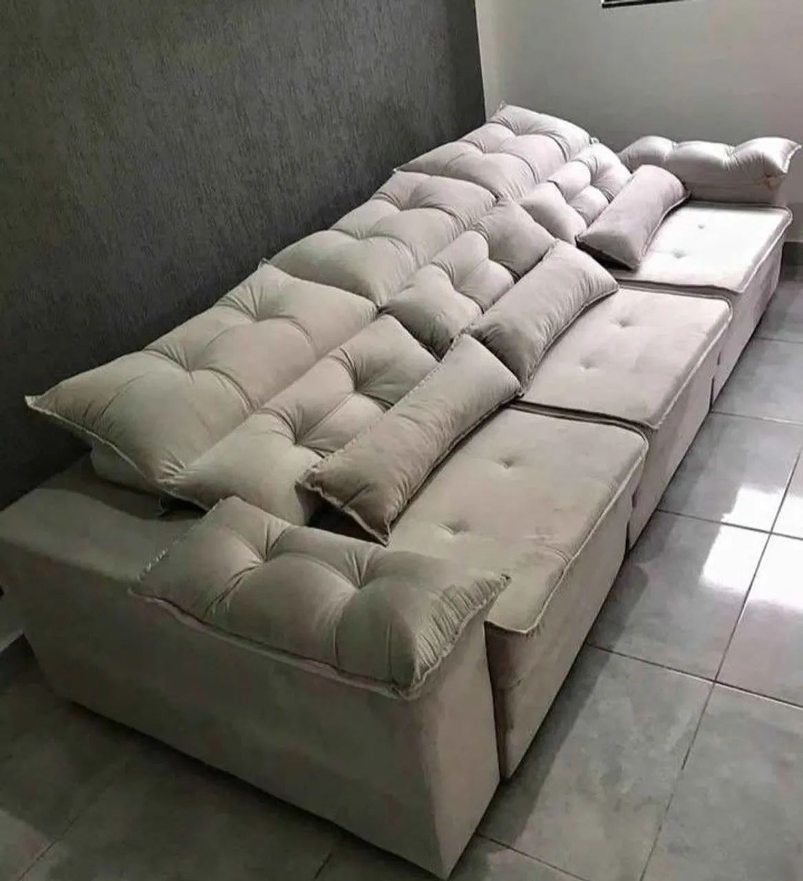 Promoção sofá retrátil e reclinável molas no acento PAGA na entrega 