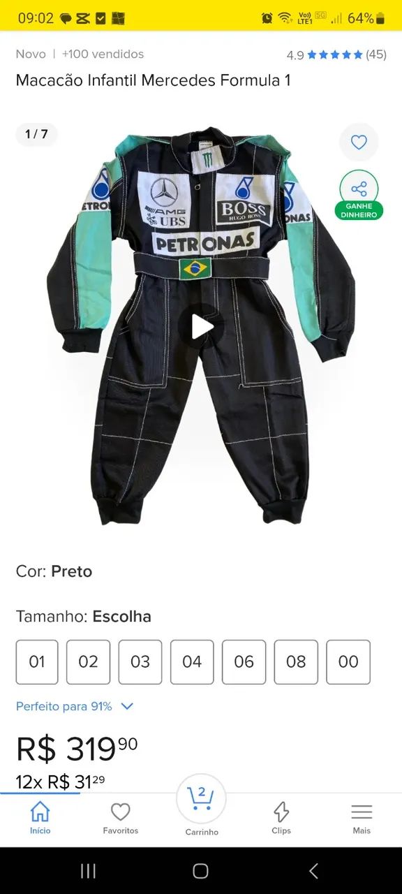 Macacão infantil piloto F1 - Foto 2