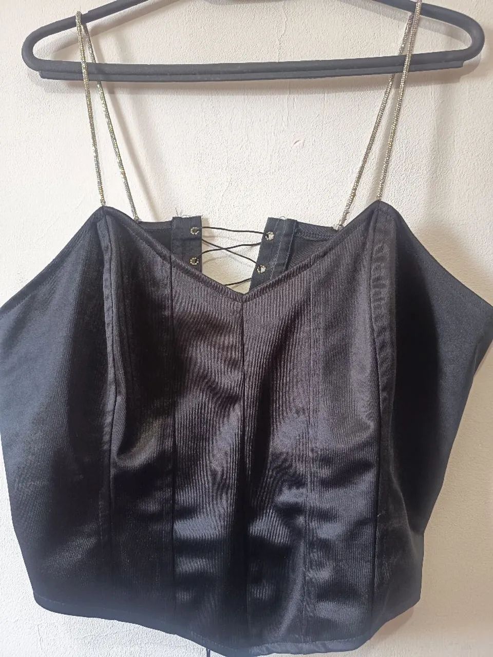 Cropped corset cetim plus preto - Foto 3