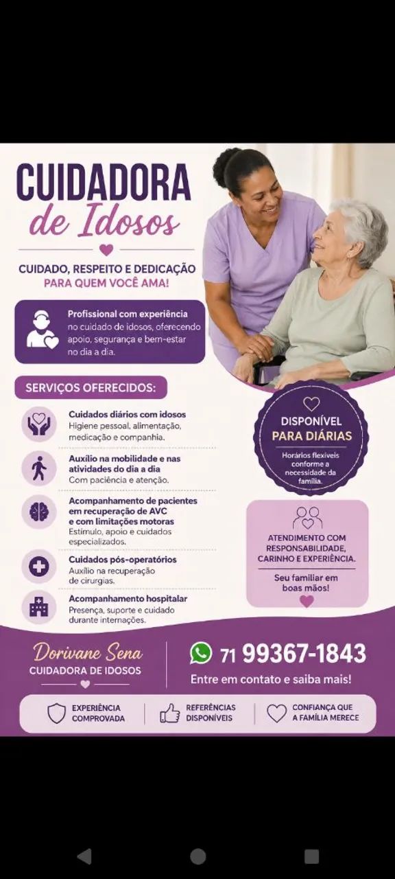 Profissional cuidadora de idosos