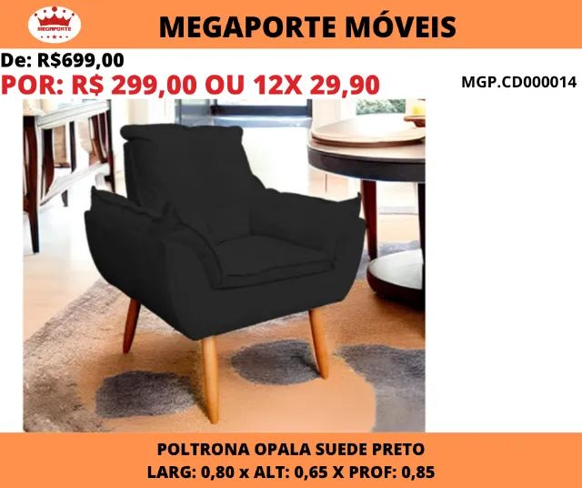 Poltrona Opala Suede Pés Retrô