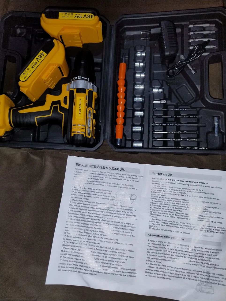 Parafusadeira/Furadeira Lithium Drill 48V - Kit Completo com 2