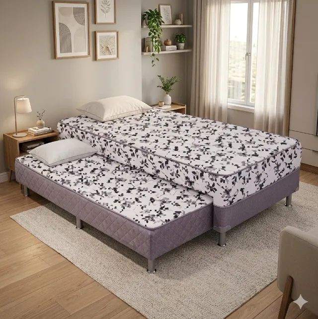 Cama Box Solteiro com Auxiliar Gardênia - BONAFLEX