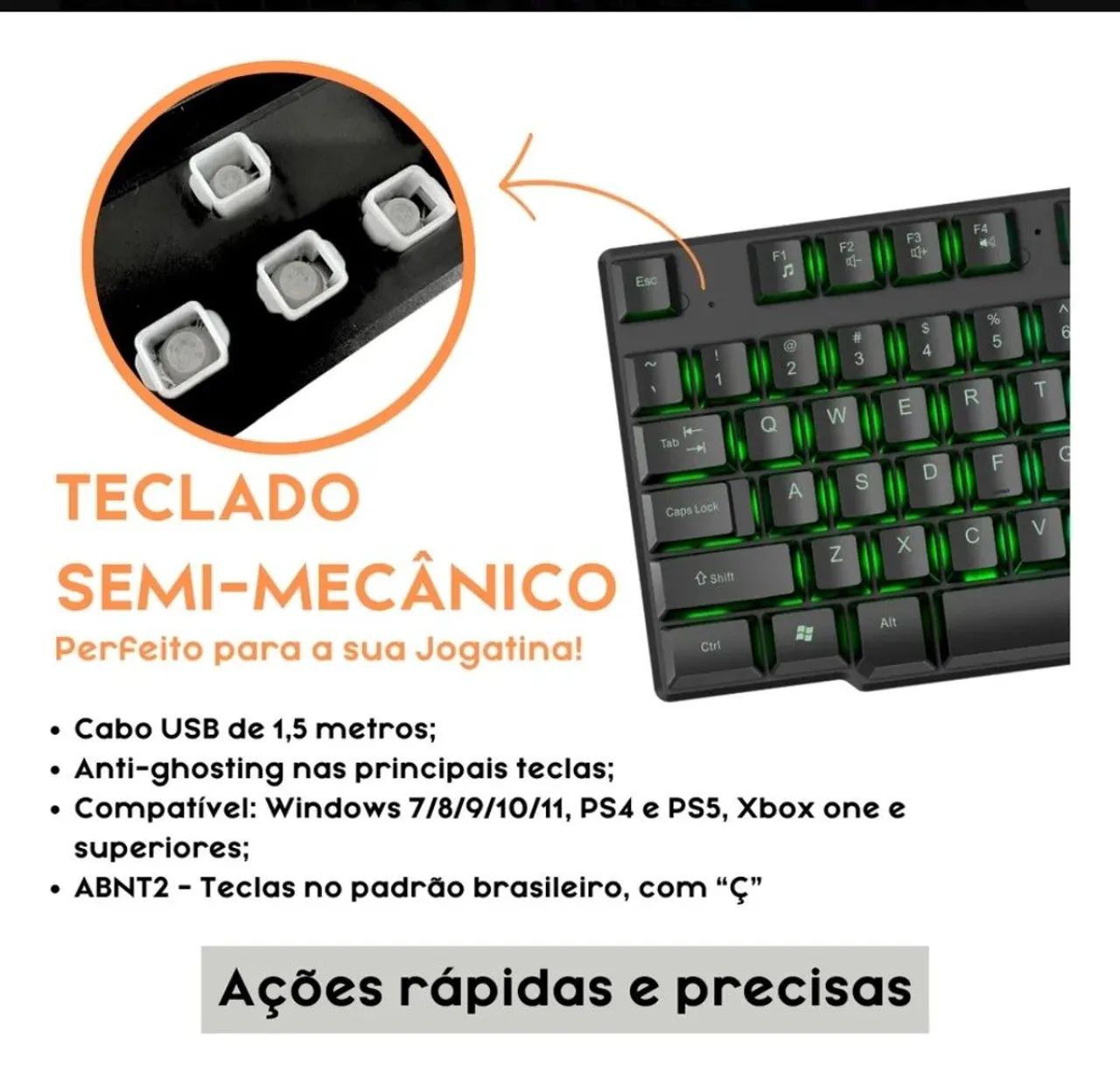 Teclado game semi-mecânico - Foto 4