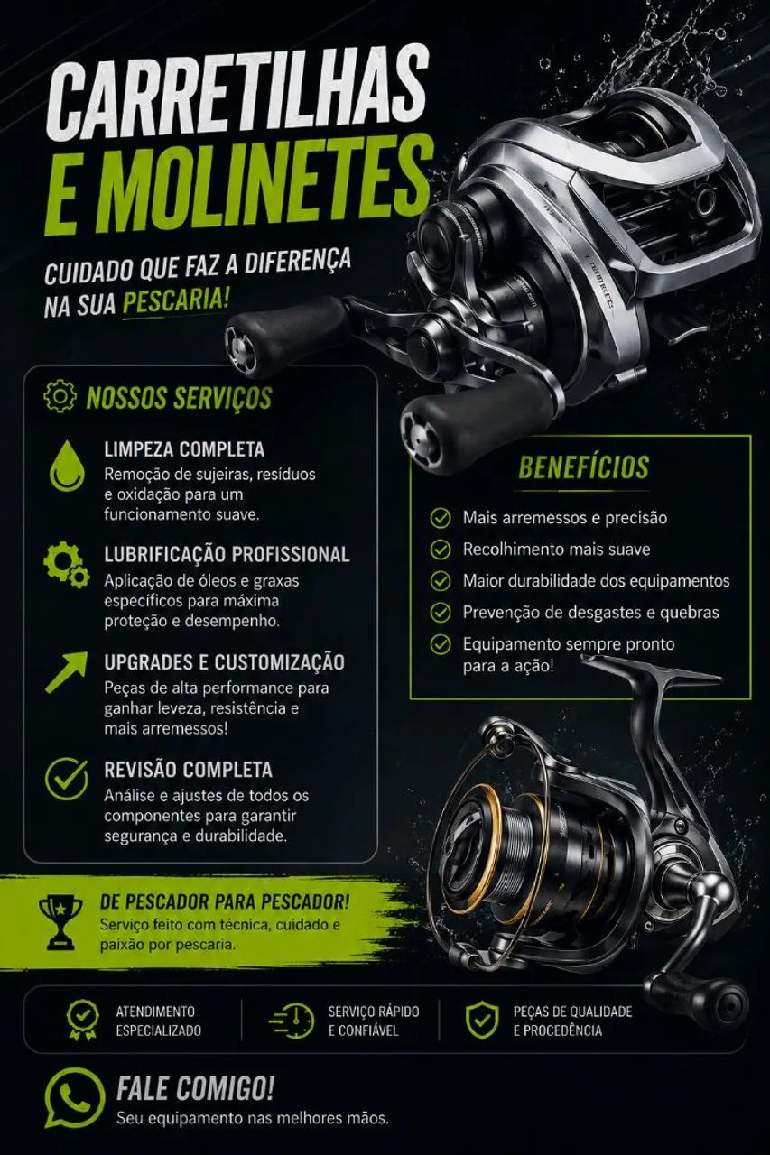 Manutenção em carretilhas e molinetes de pesca