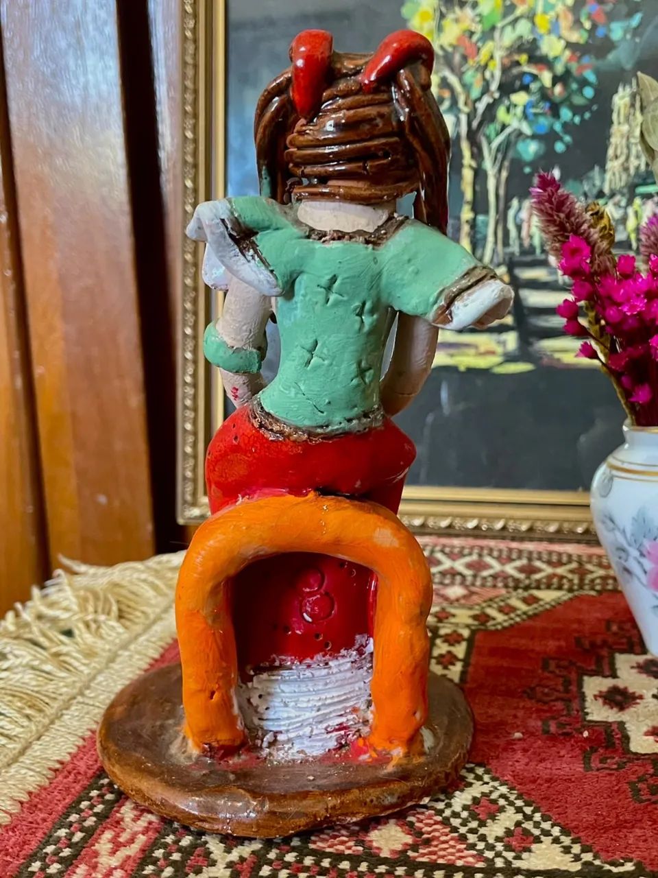 ESCULTURA MOÇA E BISCOITEIRA PINTADA Á MÃO VINTAGE  - Foto 3