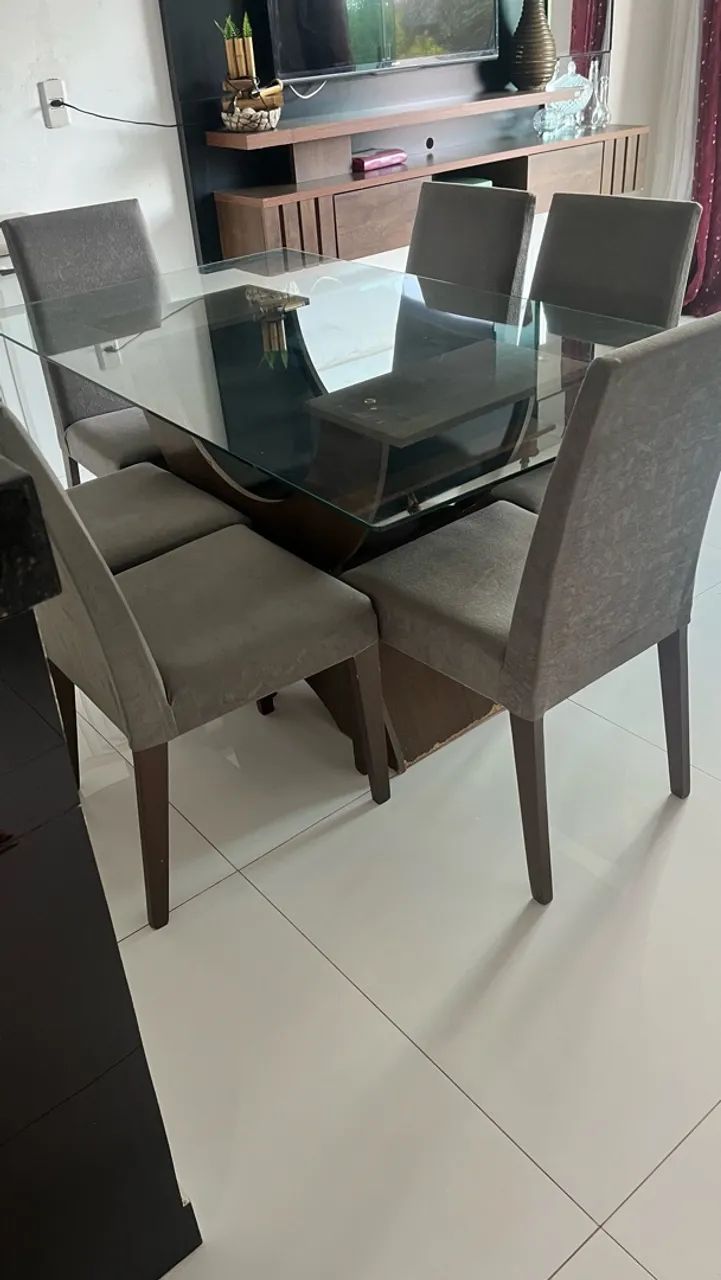 Mesa de vidro com 6 cadeiras  - Foto 2