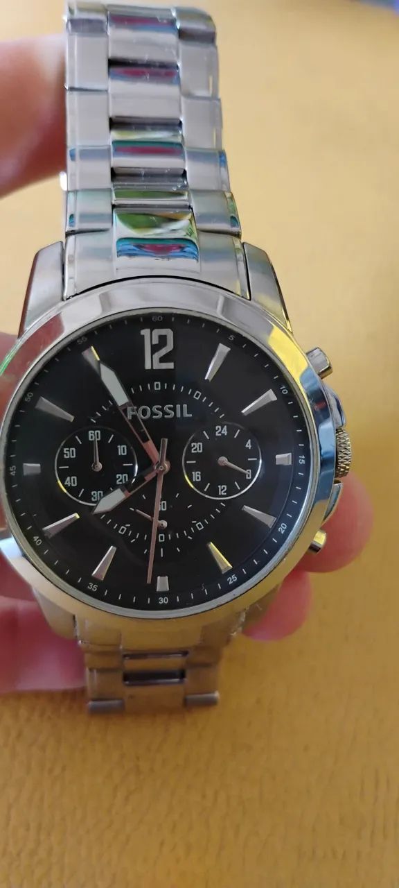 Relógio fóssil pulseira de aço 