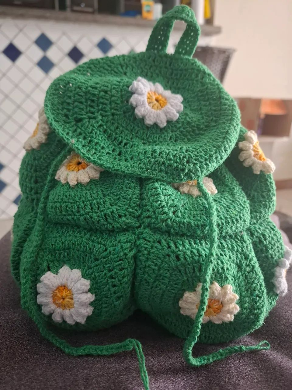 mochila infantil em crochê