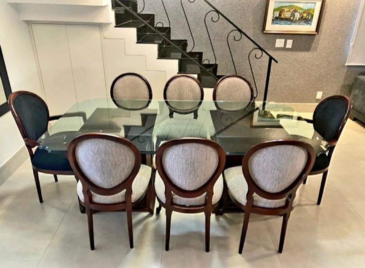 Mesa de Jantar em vidro com 8 cadeiras - Foto 3