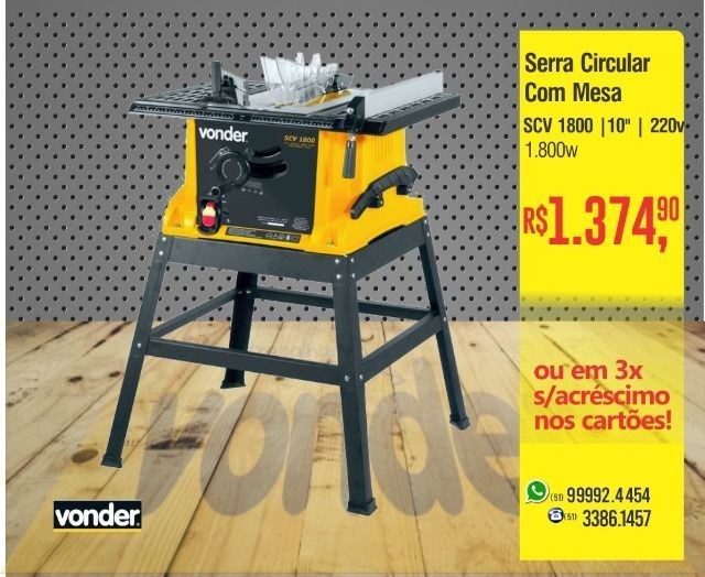 Serra circular com mesa 10" - SCV 1800 - 220v - Vonder