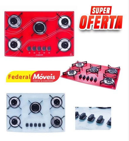 Fogão Cooktop 5 bocas colorido Safanelli promoção Temos Crediário 