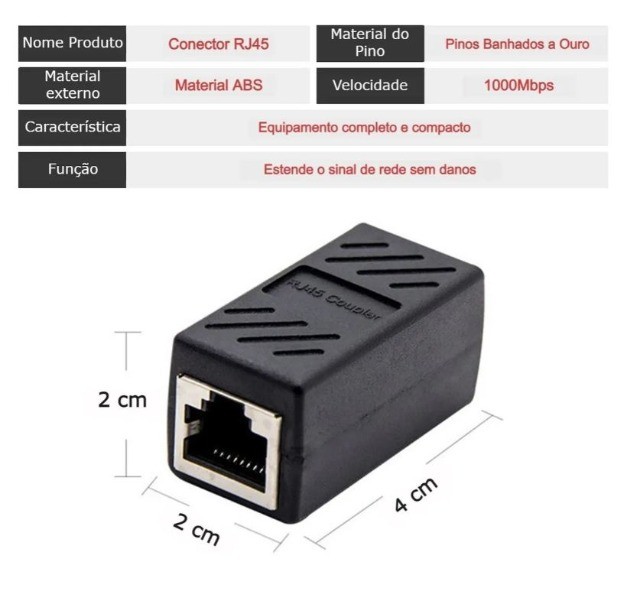 Emenda Extensor Rj45 Cabo Rede Cat5 Cat6 Cat7  Arduino Automação COD-CP685  - Foto 6