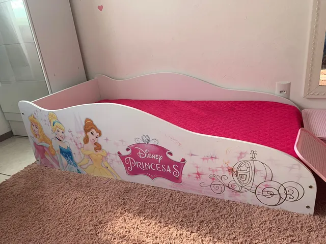 Jogo de Quarto Infantil Cama Princesas Disney Star com Dorsel e