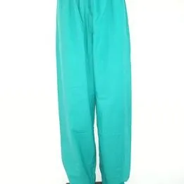 Calça em Cretone Verde com Elástico e Cadarço