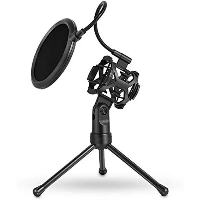 Filtro para microfone reduz ruído pop filter com tripé - Foto 3