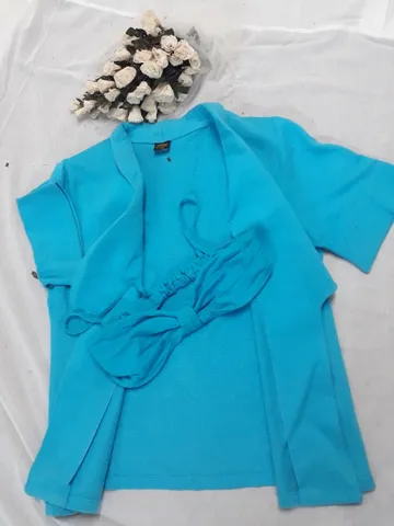 Blazer Casual Malha Algodão Manga Curta Feminino