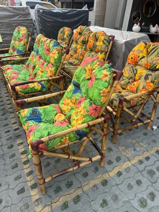 Conjunto de poltrona de bambu  - Foto 4