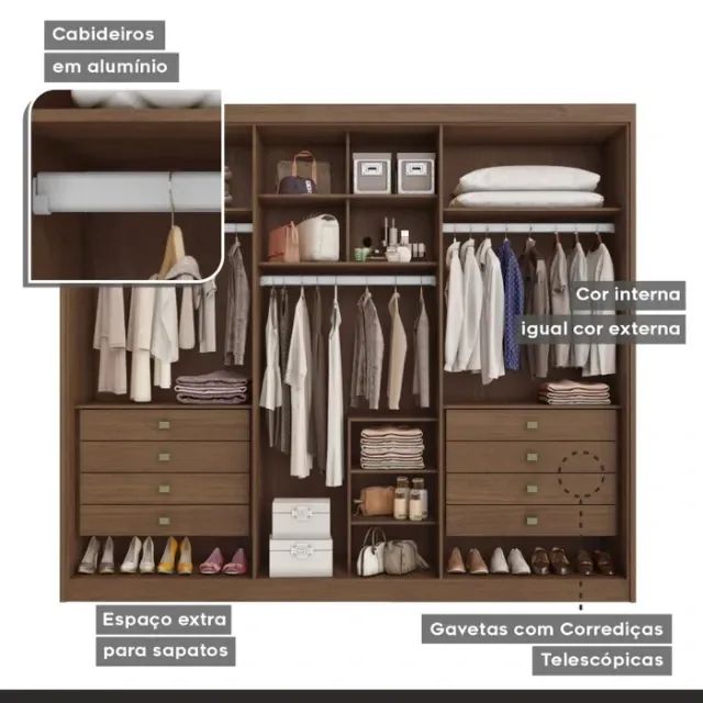guarda roupa 6 portas 2,78 x 2,50 x 0,62 NOVO sem uso  - Foto 3