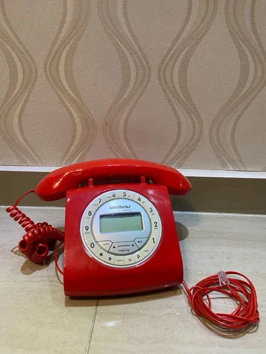 Telefone Fixo Intelbras Vermelho Vintage