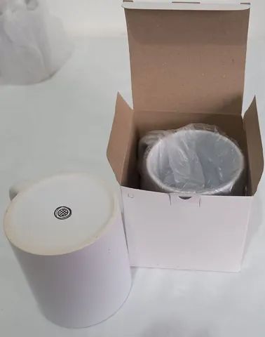 Kit Canecas Porcelana Branca + Caixinhas Brancas - Foto 4