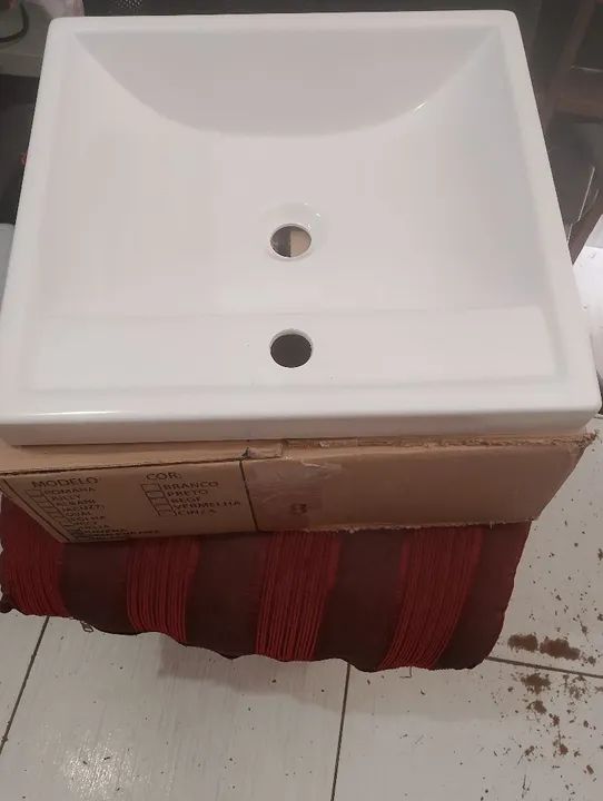 Cuba para banheiro 40x38 Ravena mármore sintético quadrado - Foto 3