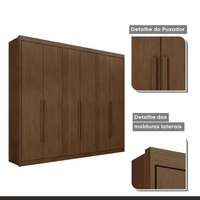 guarda roupa 6 portas 2,78 x 2,50 x 0,62 NOVO sem uso  - Foto 5
