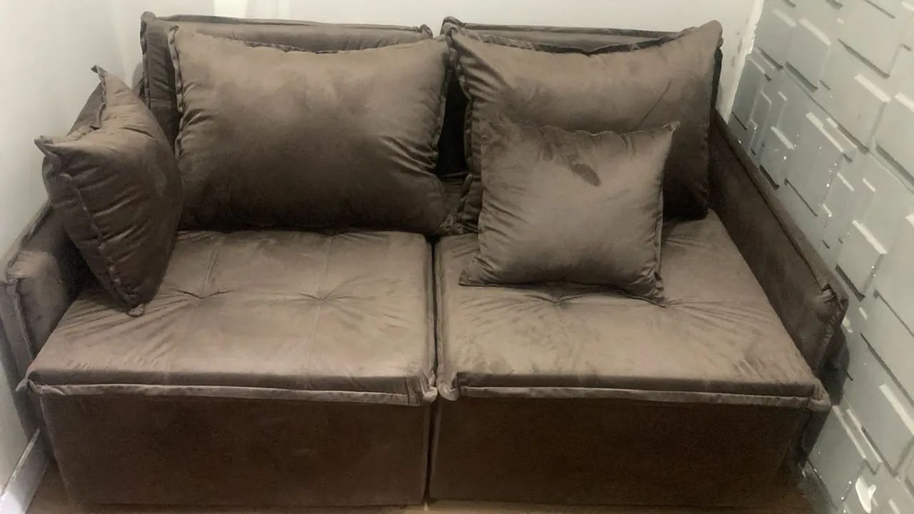 Sofá CAMA Aveludado Romanelvis  <br>1.90 SEM CAIXA