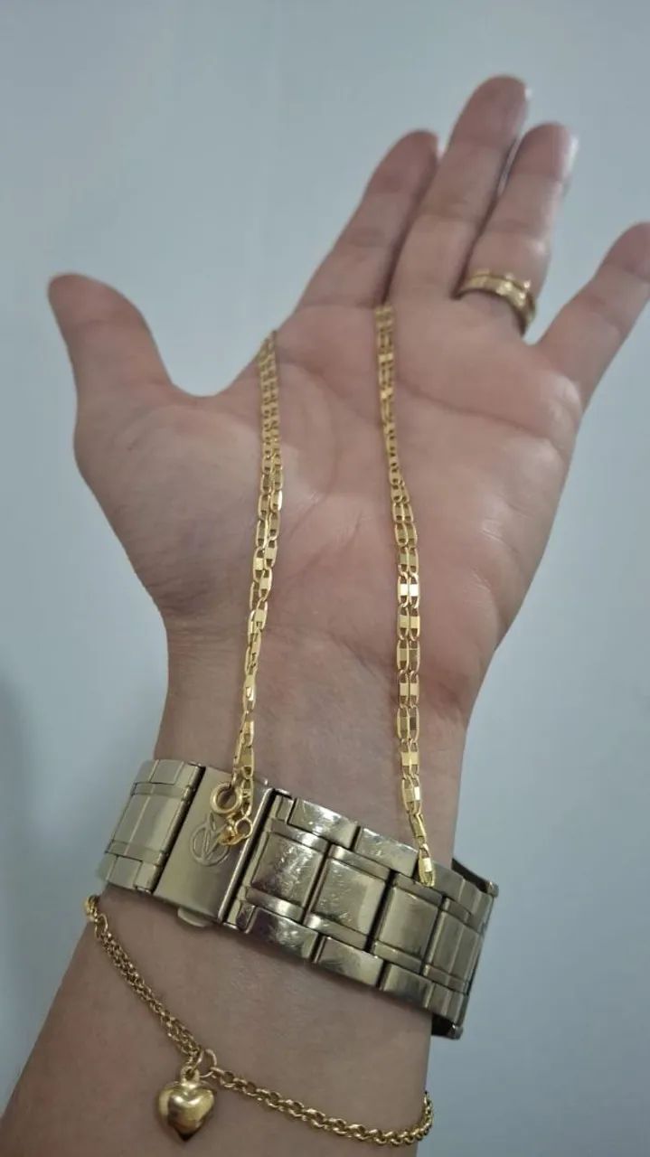 Corrente piastrine de Ouro masculina