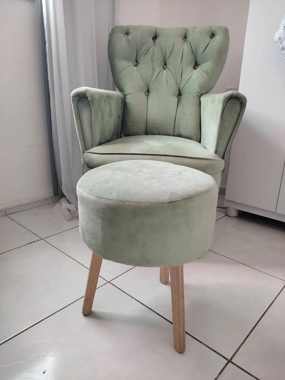 Poltrona e Puff Infantil Verde