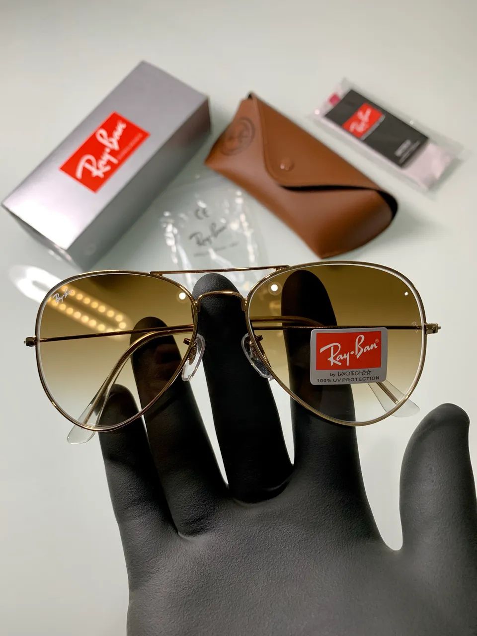 Oculos ray Ban aviador lentes cristal com proteção uv - Foto 2