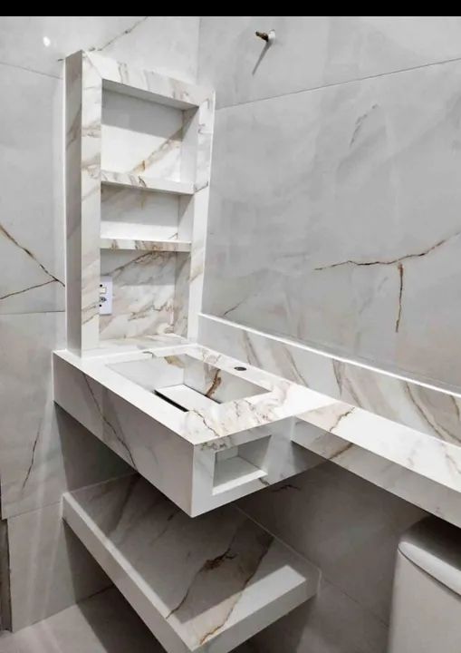 Pia de porcelanato para banheiro,  façamos sobre medidas  - Foto 2