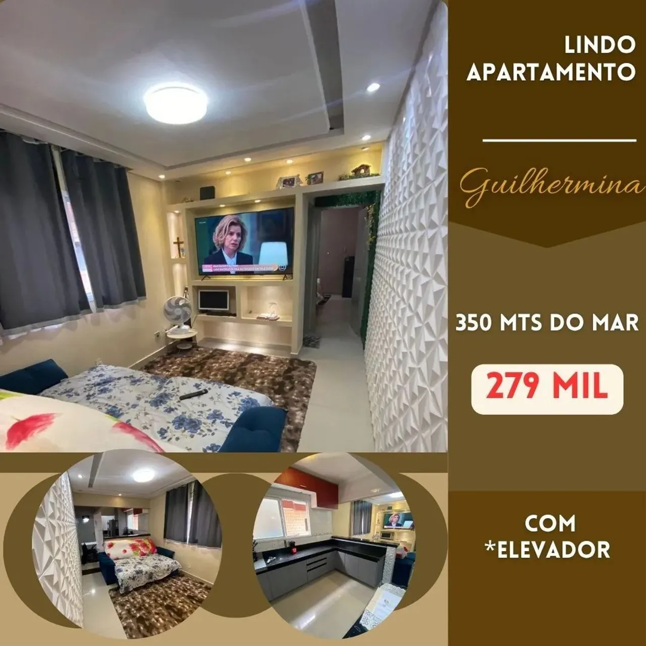 Apartamento para Venda em Praia Grande, Guilhermina, 1 dormitório, 1 banheiro, 1 vaga