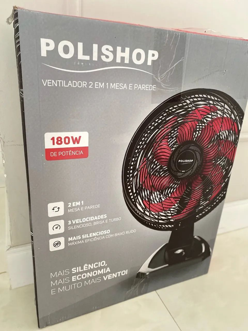 Ventilador 2 em 1 de mesa e parede Polishop 40cm Novo - Foto 5