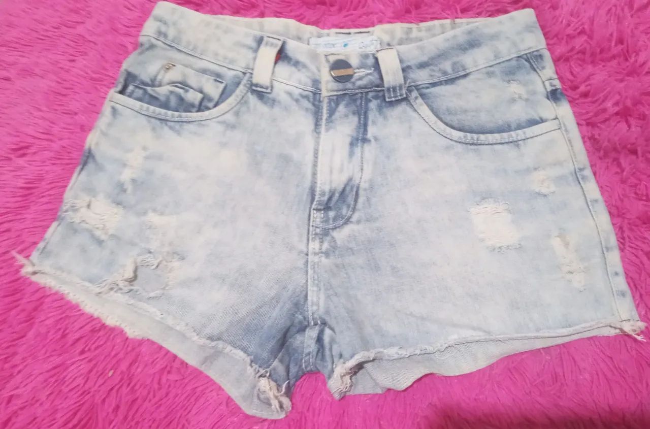 Shorts  Destroyed Qzito Jeans Feminino N;34