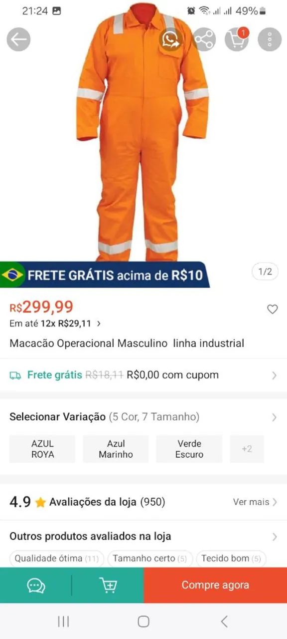Uniformes de Trabalho Laranja 150 cada - Foto 3