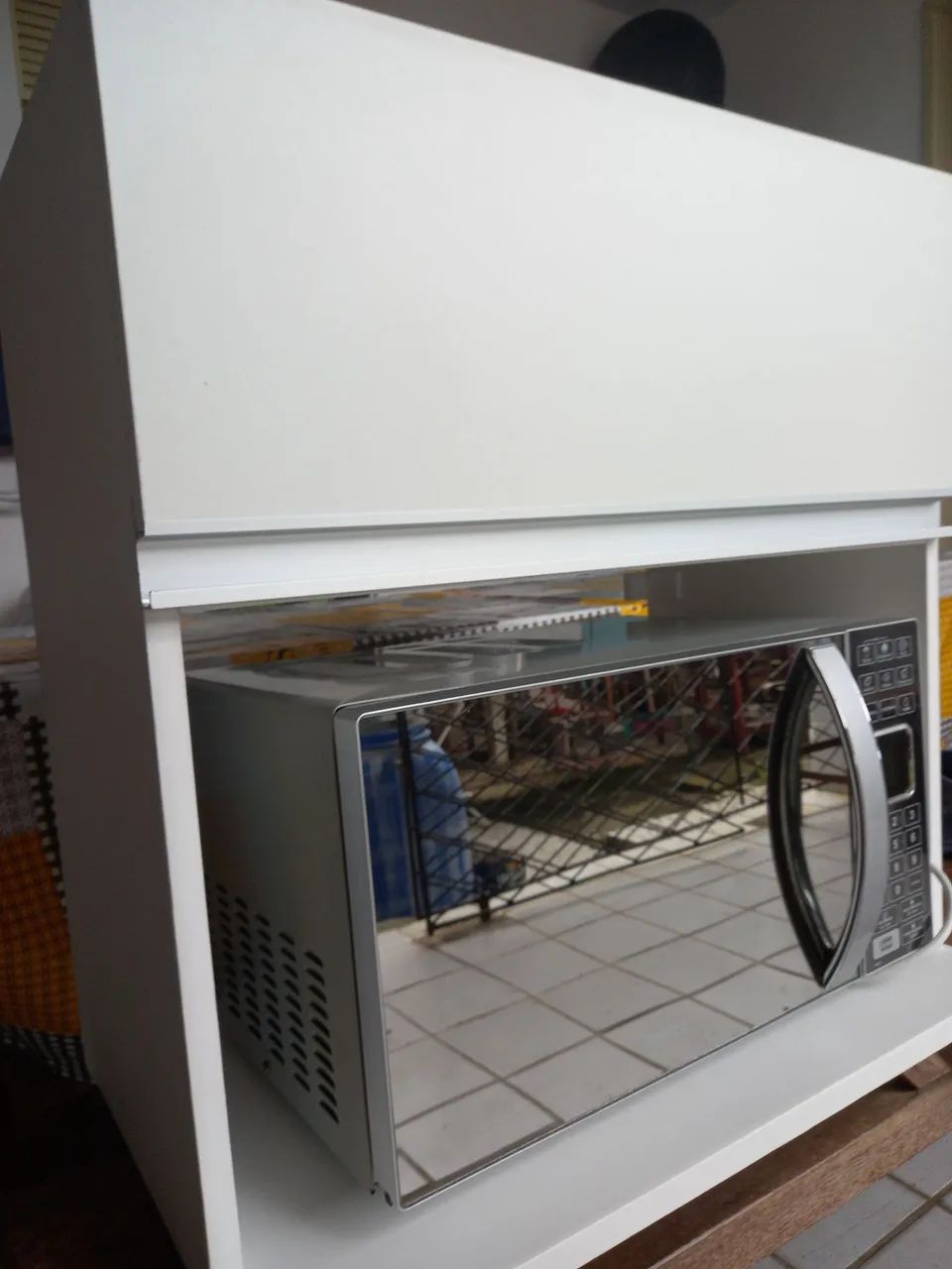 Armário de parede branco para micro-ondas  - Foto 2